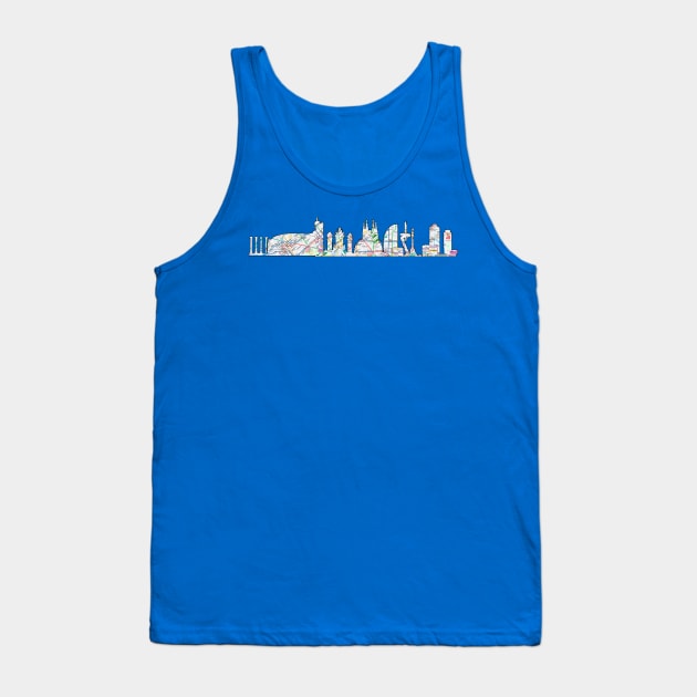 Barcelona city skyline subway map silhouette Tank Top by Hook Ink